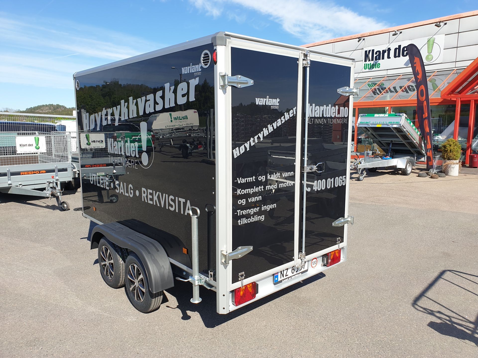 Mobil høytrykkvasker på tilhenger